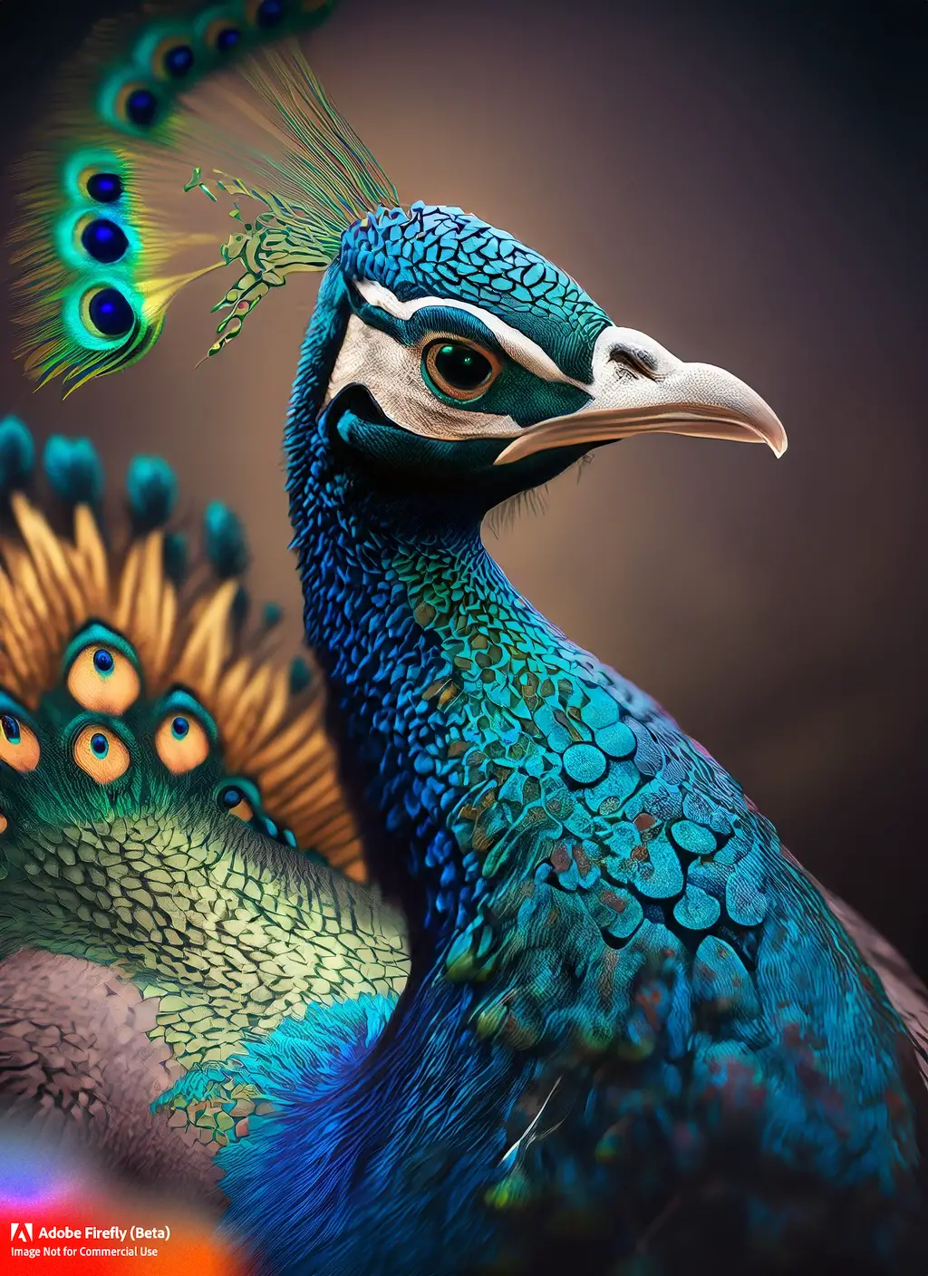 A peacock face closeup