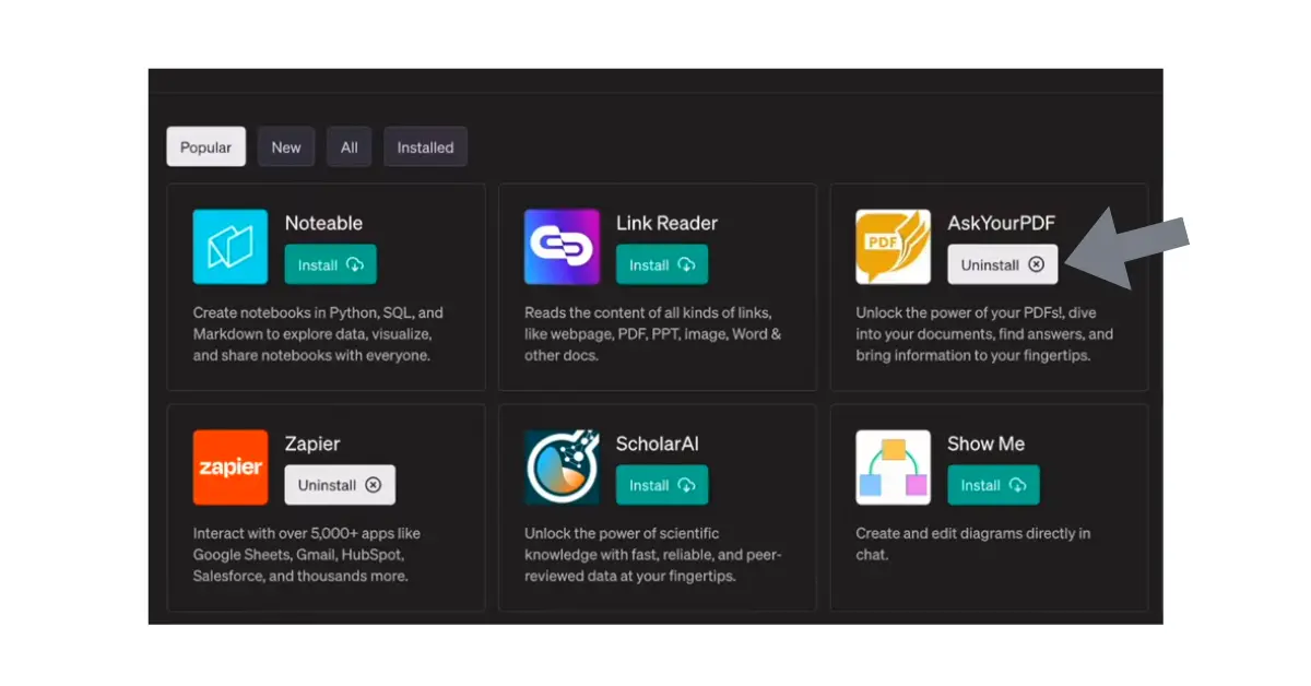 Ask Your PDF in Chatgpt, Install Ask Your PDF Plugin