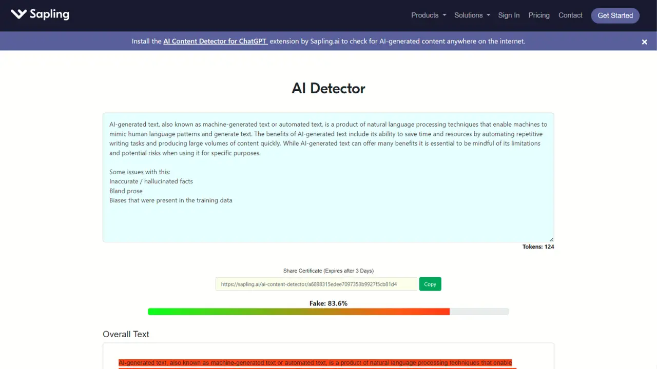 AI content detectors - Sapling AI Detector